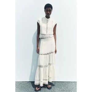 Zara embroidered top and skirt set, Size S